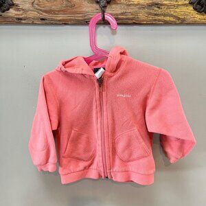 Patagonia Baby Fleece Jacket With Hood Pink Zippered Front Size 18M Polyester Co